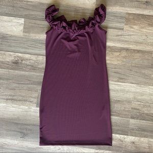 Women’s OS Burgundy Ruffled Top Dress